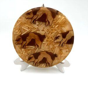 Colorflo Vintage Handmade Farm-Pigs-Hay Embedded Lucite Resin Trivet